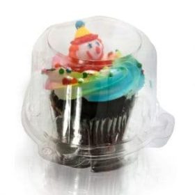 Great for high topping 5-24 Compartment Clear High Dome Cupcake Containers Plastic Boxes with baking cup liners 5 boxes 24 slot each Plus White standard size baking cups 