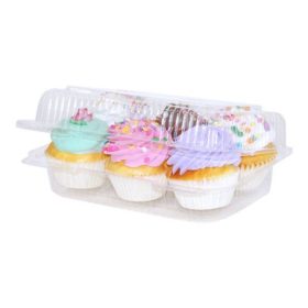11 boxes Clear Jumbo Cupcake Muffin Container Boxes disposable plastic boxes Holds 4 jumbo Cupcake muffins each 